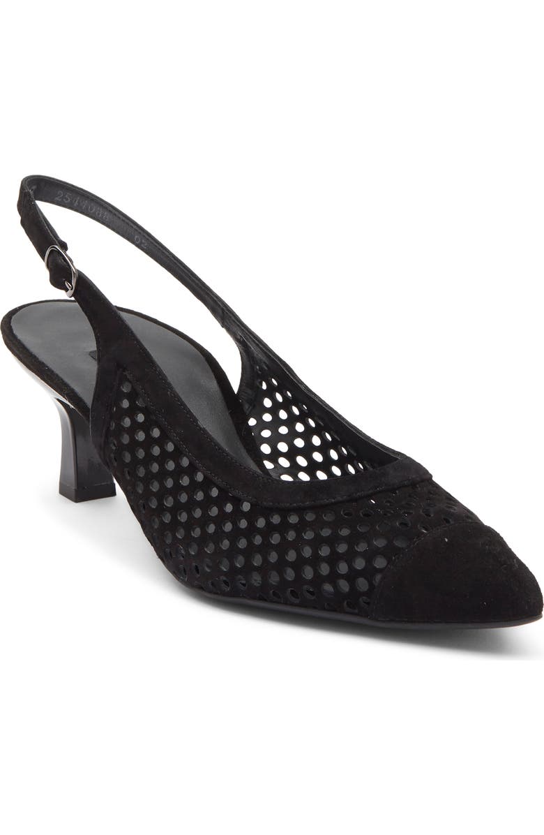 Paul Green Derby Slingback Pump, Main, color, Black Suede
