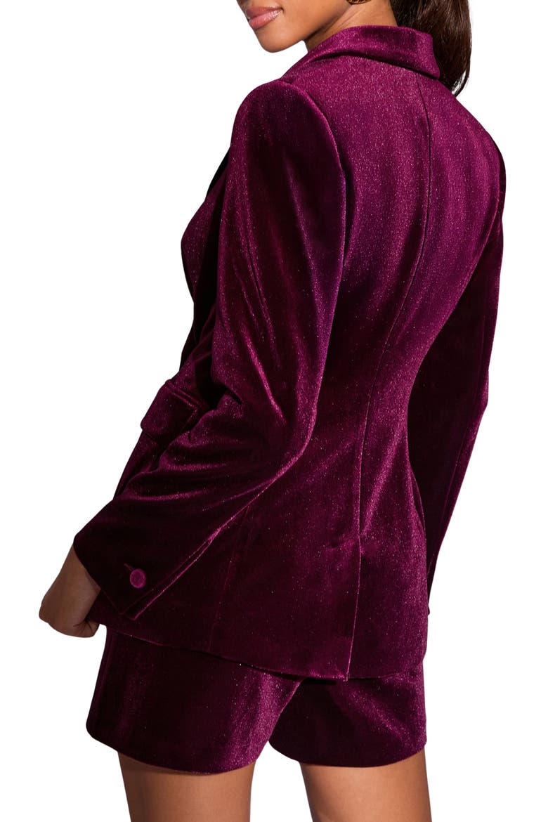 Shimmer Velvet Double Breasted Blazer, Alternate, color, BERRY RED
