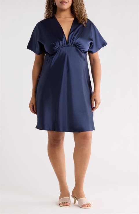 Deep V-Neck Cocktail Dress (Plus)