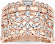 Bliss Diamond 1Ct Stackable Diamond Ring Gold Lab Grown 12mm Wide
