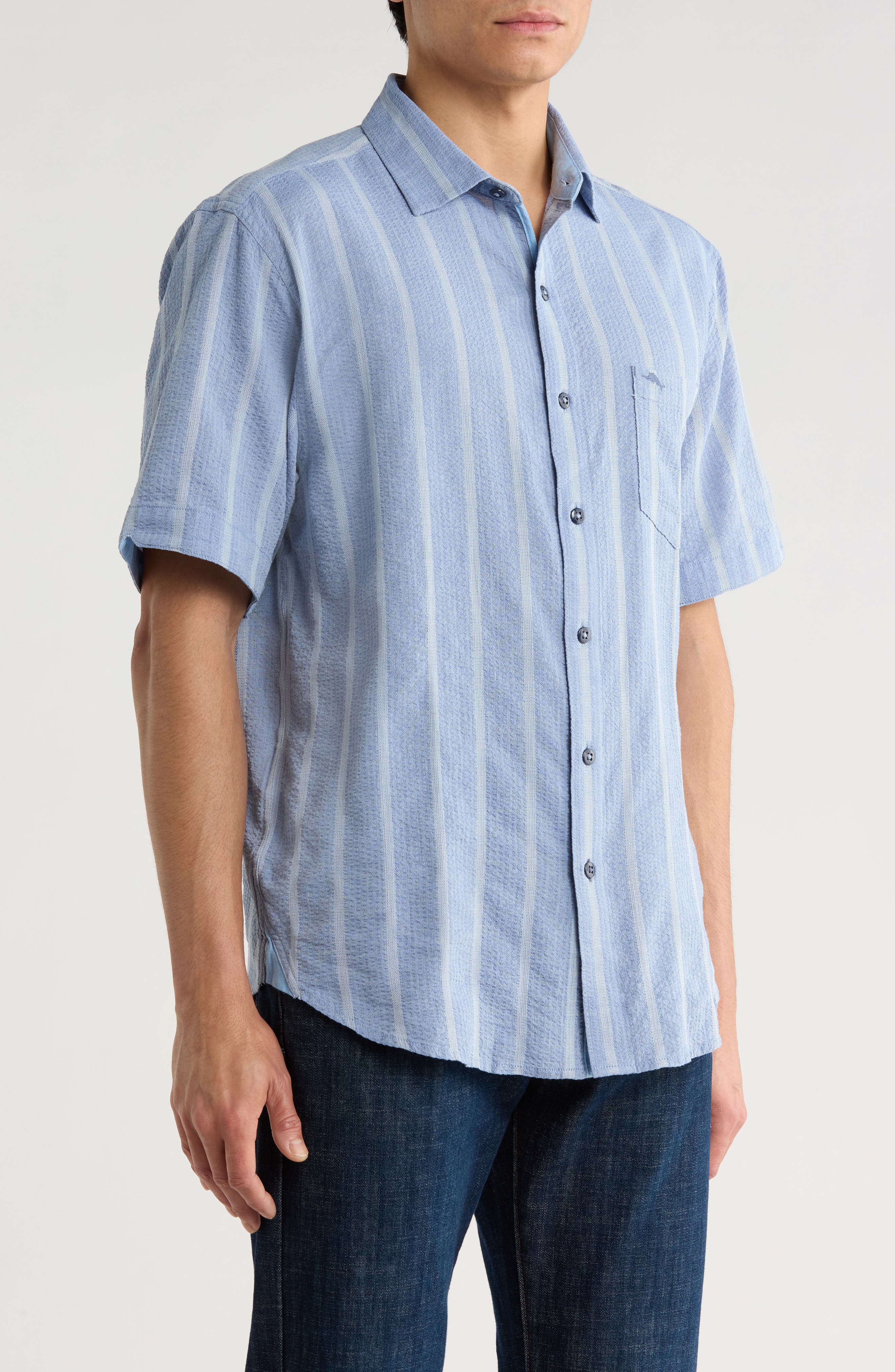 Мужская рубашка Tommy Bahama Nova Wave из зернистого сирсакера, короткий рукав — фото 3
