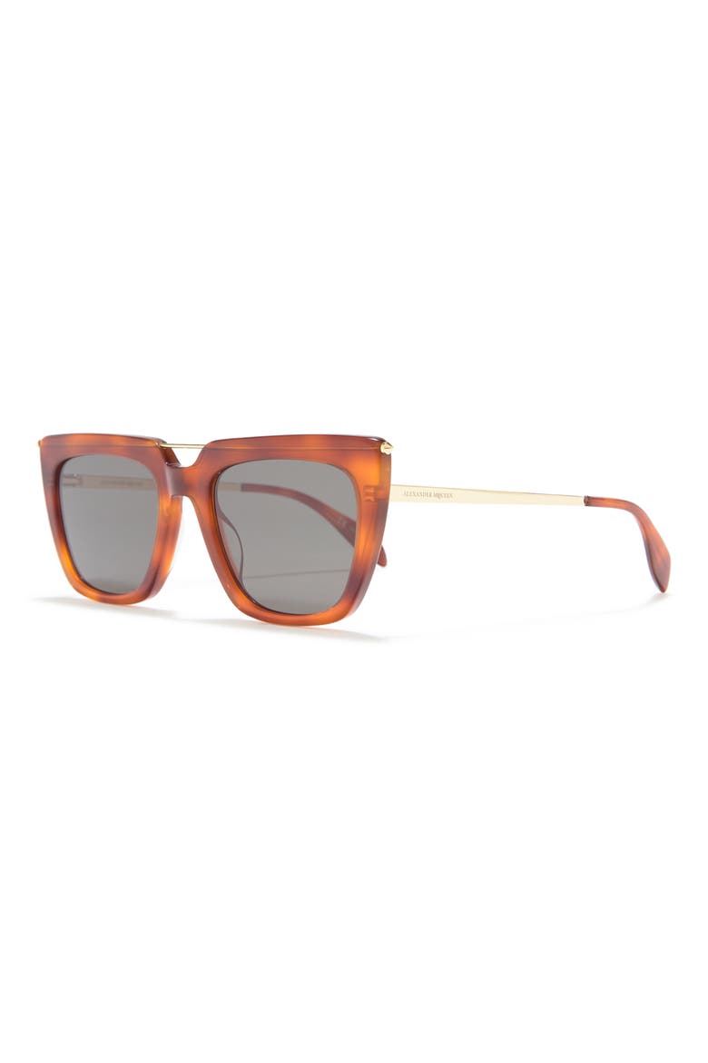 Alexander McQueen 54mm Square Sunglasses, Alternate, color, HAVANA GOLD GREEN/GRN