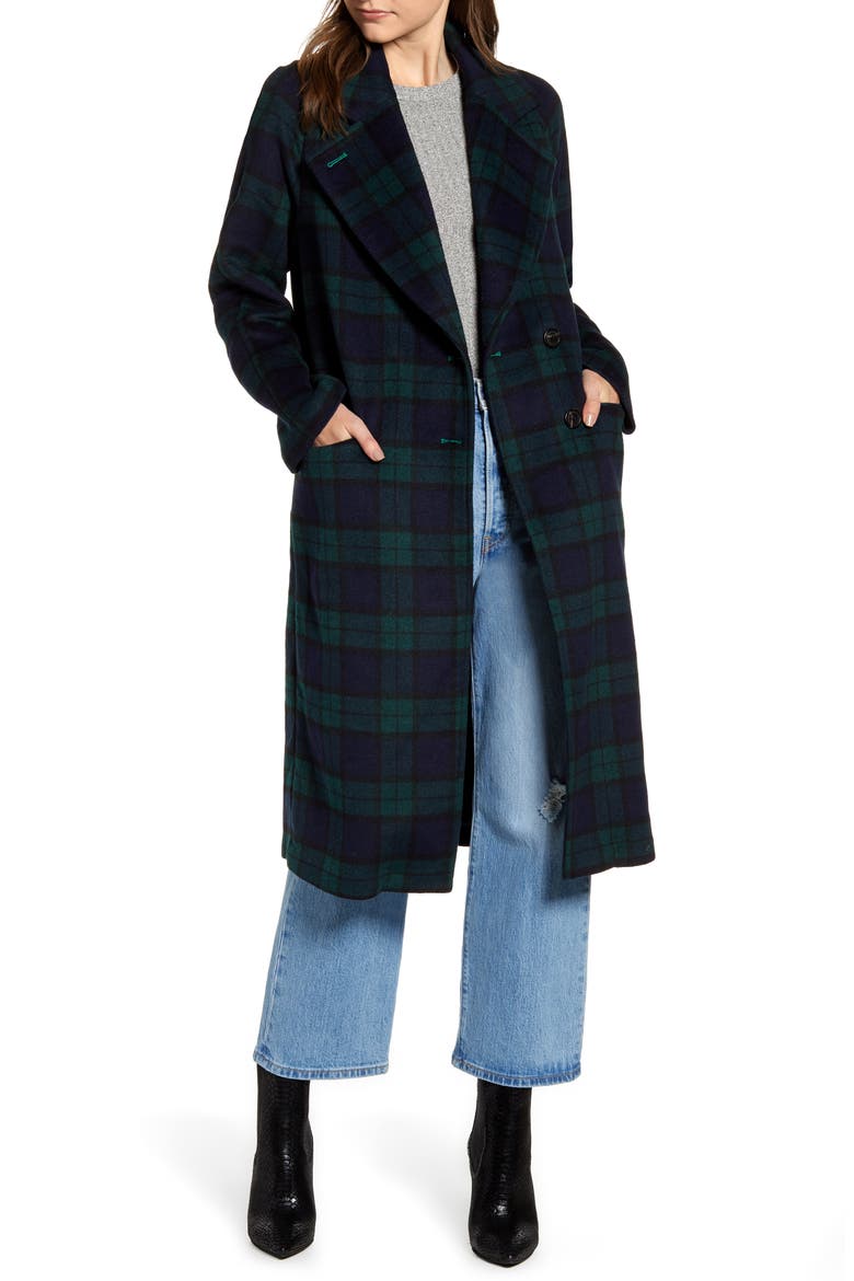 Double Face Wool Blend Coat, Main, color, NAVY/ GREEN