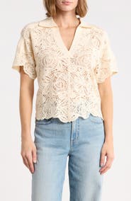 Democracy Short Sleeve Open Stitch Polo