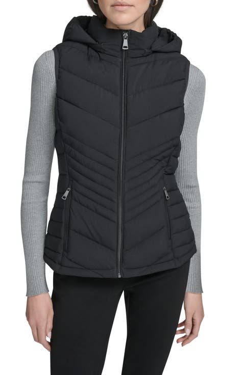 Water Resistant Chevron Quilted Puffer Vest