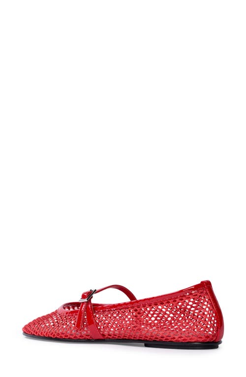 Black Suede Studio Mika Net Mary Jane Ballerina Flats In Cherry Mesh