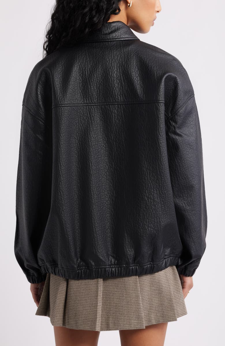 Open Edit Oversize Faux Leather Jacket, Alternate, color, Black