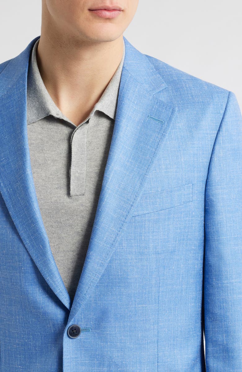 Peter Millar Hyperlight Soft Light Blue Slub Wool & Silk Blend Sport Coat, Alternate, color, Light Blue