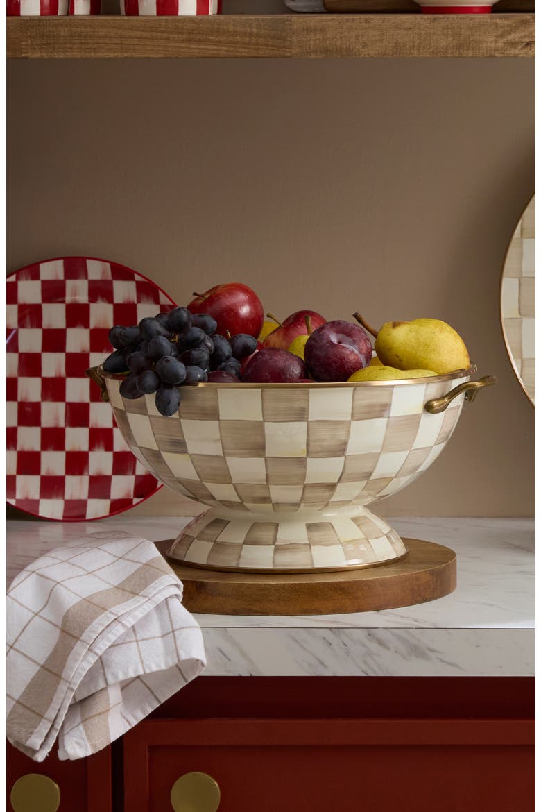 Mocha Check Enameled Steel Everything Bowl, Alternate, color, MOCHA