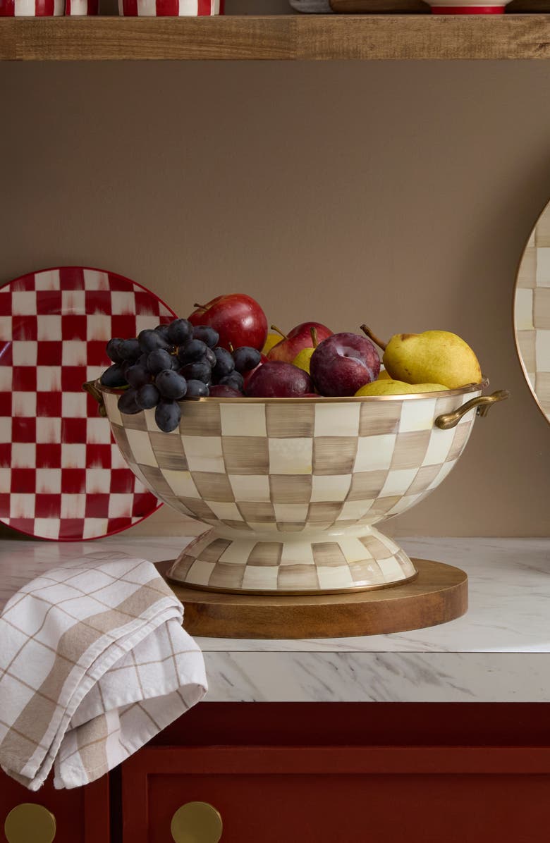 MACKENZIE CHILDS Mocha Check Enameled Steel Everything Bowl, Alternate, color, Mocha