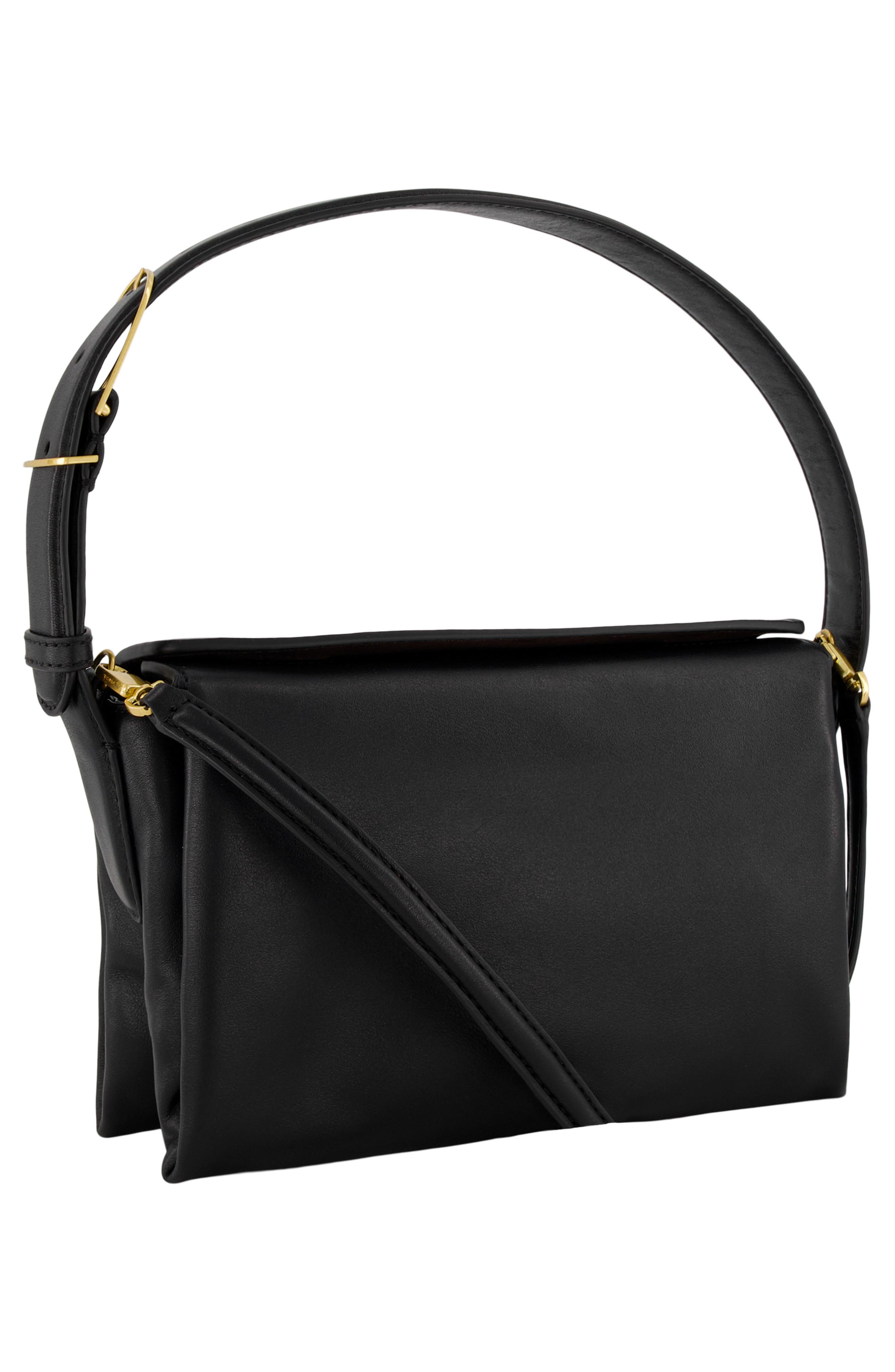 Vince Sidney Boxy Nappa Leather Shoulder Bag, Alternate, color, Black