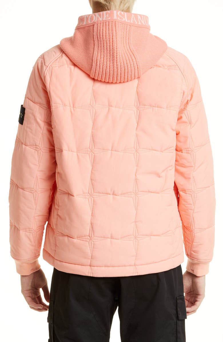 Stone Island Stella Quilted Cupro & Cotton Jacket with Wool Blend Knit Hood, Alternate, color,