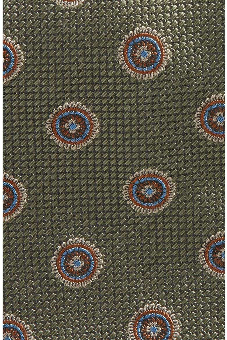 Medallion Silk Tie, Alternate, color, OLIVE