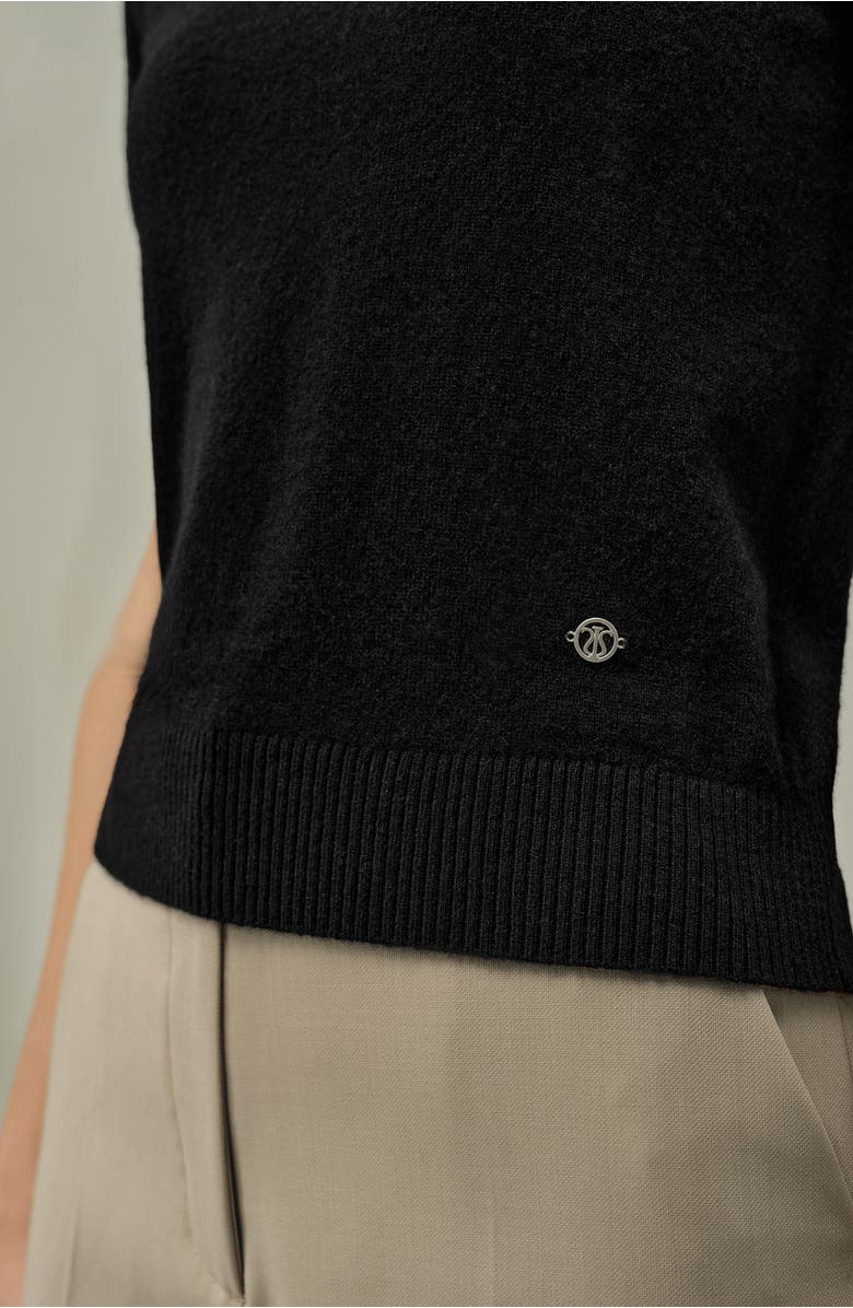 Lilysilk Cashmere Fitted Short Sleeve Top, Alternate, color, Black