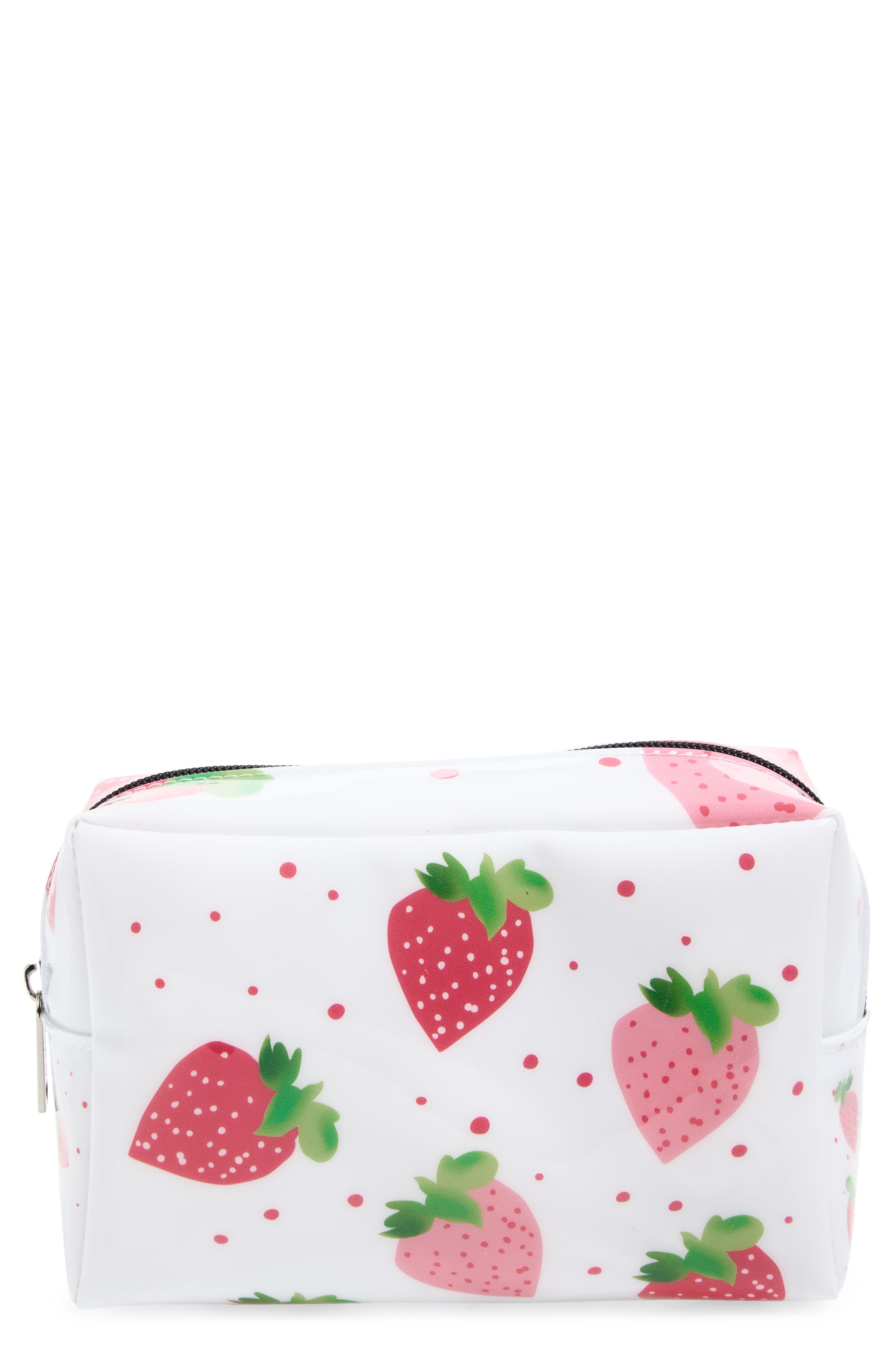 Ruby & Ry Kids' Strawberry Zip Pouch, Main, color, White