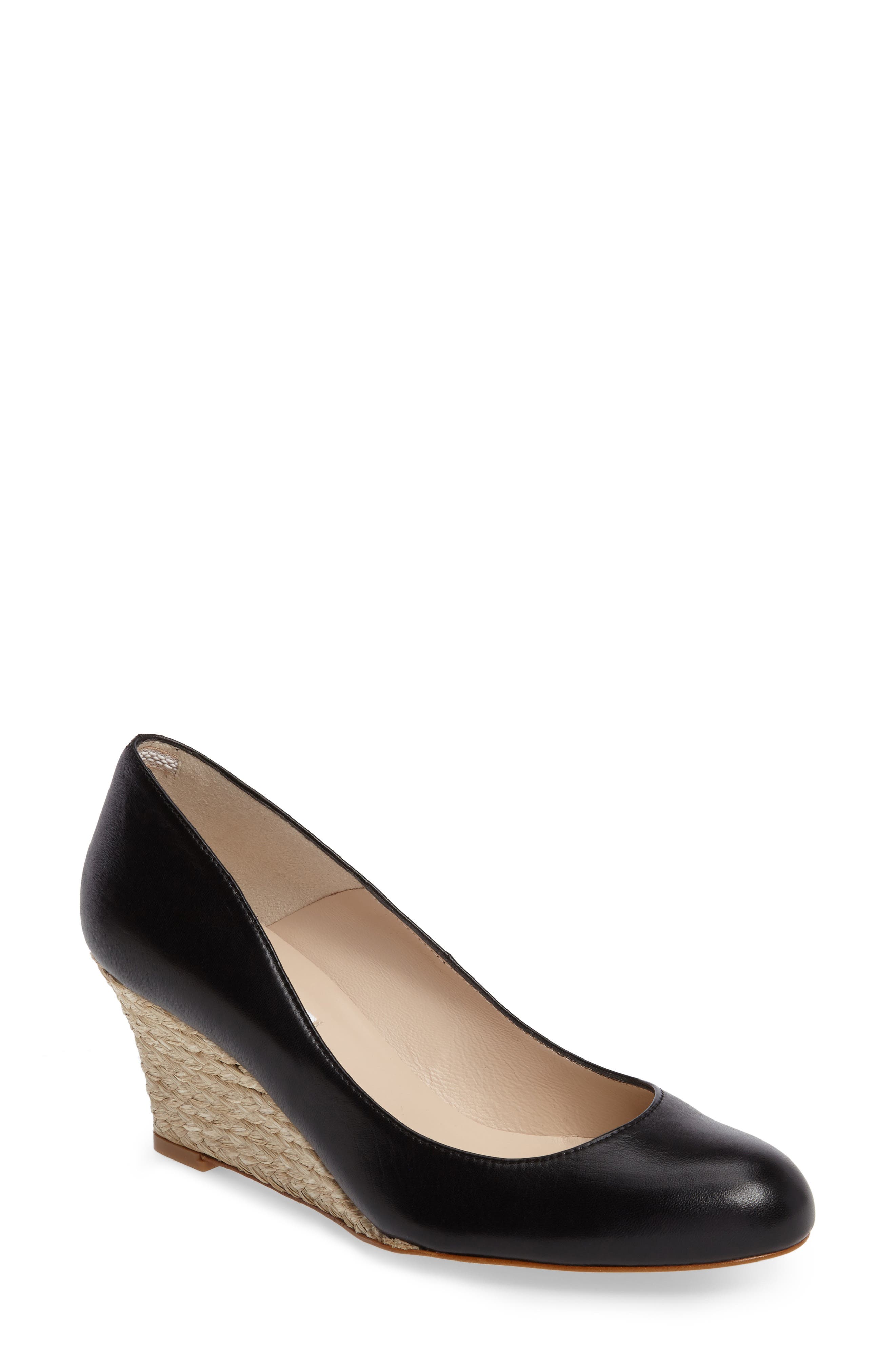L.K. Bennett 'Zella' Wedge, Main, color, BLACK LEATHER