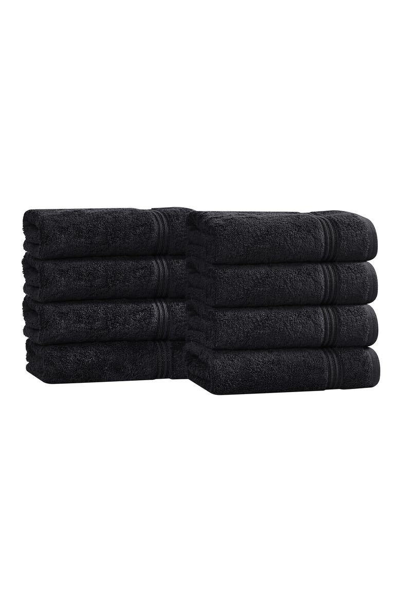 8-Pack Hand Towel Set, Main, color, BLACK