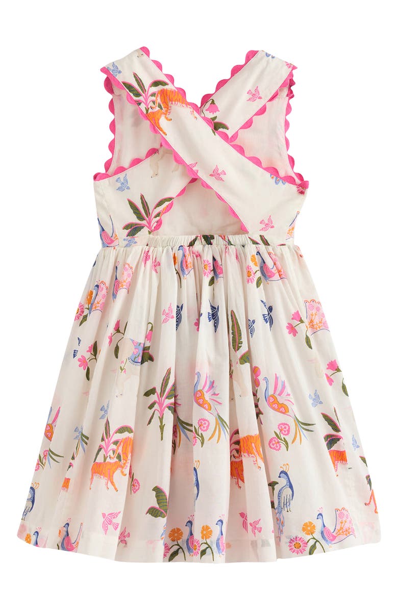 Mini Boden Kids' Harper Cross Back Cotton Jersey Dress, Alternate, color, Soft Ivory Jungle