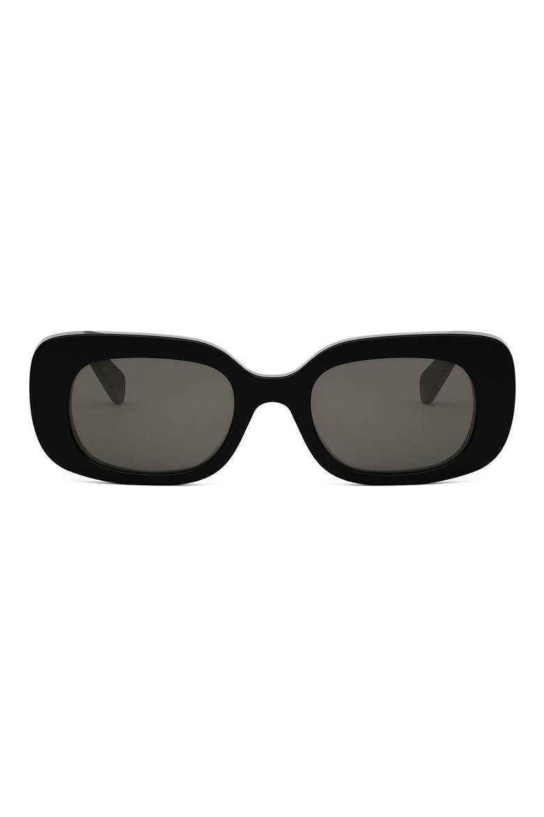 Bold 3 Dots 51mm Rectangular Sunglasses, Main, color, SHINY BLACK / SMOKE