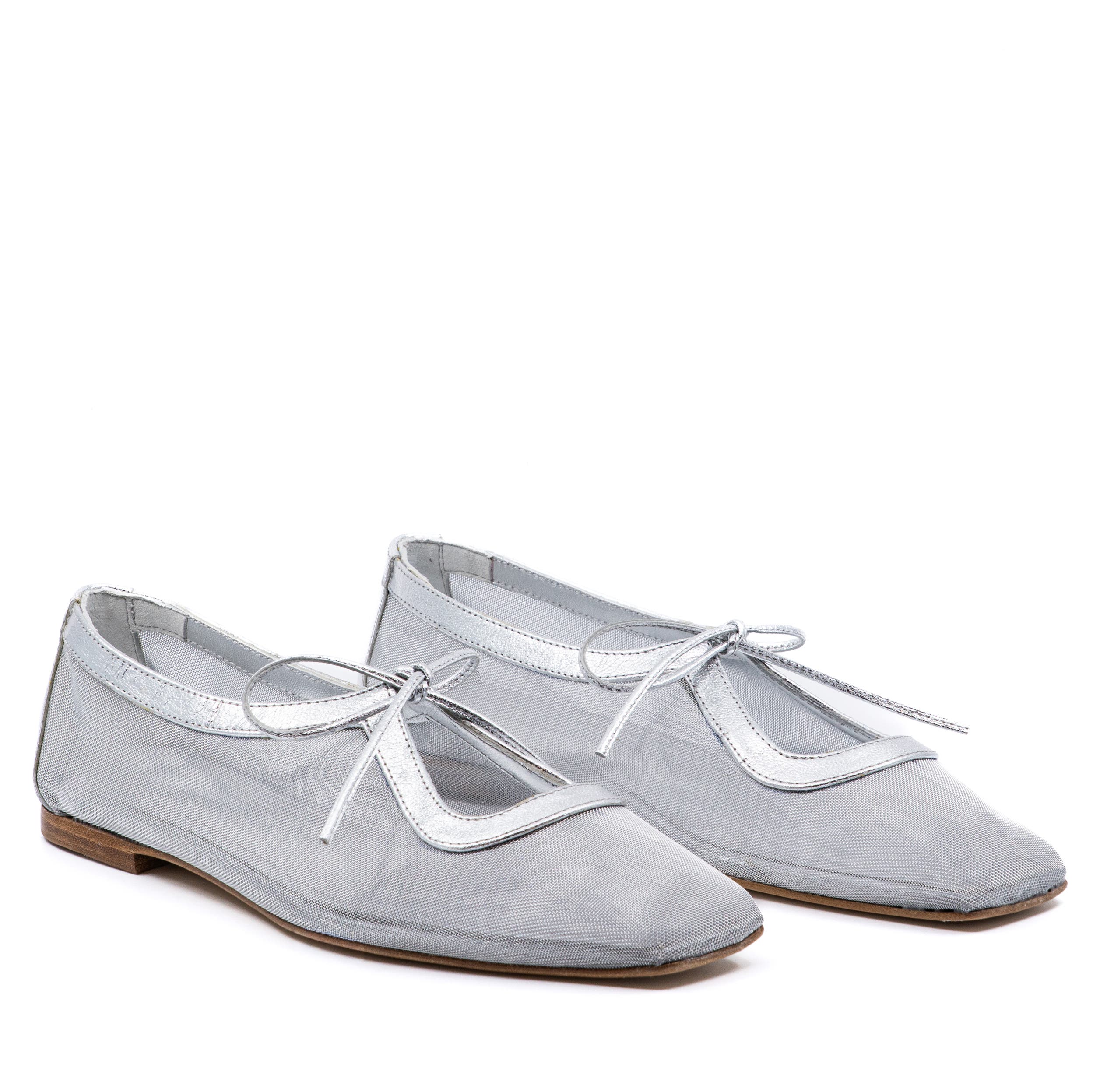 Andrea Gomez Amelia Clear Mesh Ballet Flat, Alternate, color, Silver