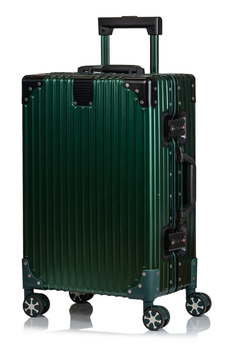 Aluminum Hardside Spinner Suitcase Carry-On, Main, color, GREEN