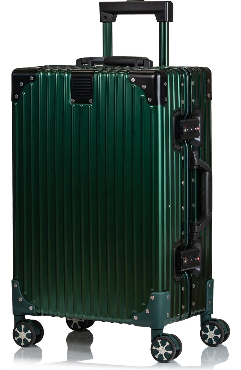 CHAMPS Aluminum Hardside Spinner Suitcase Carry-On, Main, color, Green