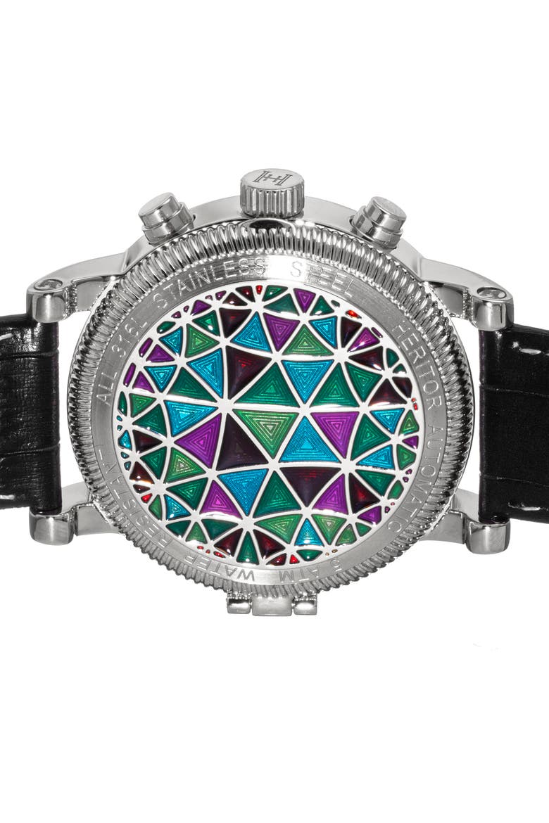 Legacy Leather-Band Watch w/Day/Date, Alternate, color, Silver/Black