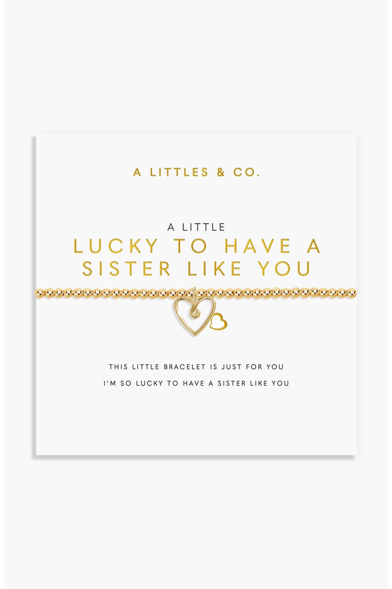 A Little 'Lucky To Have A Sister Like You' Bracelet, Main, color, Gold Plated