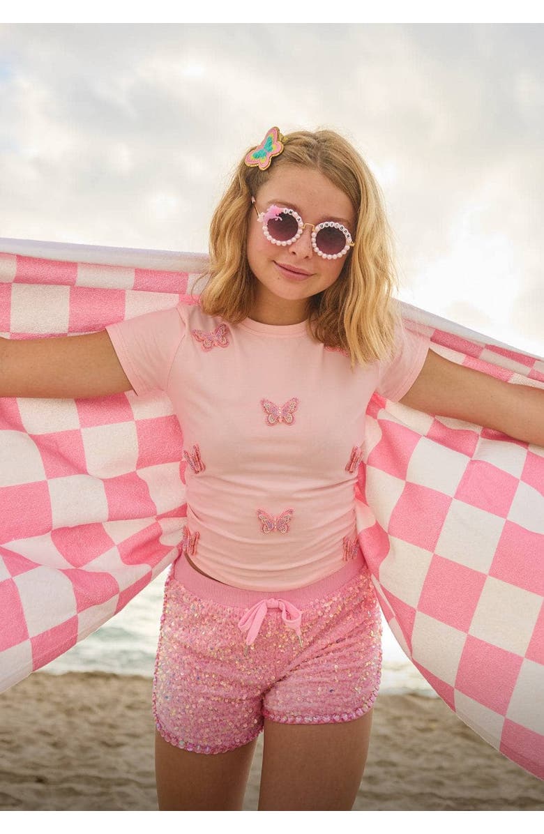 Lola + The Boys Crystal Butterfly T-shirt, Alternate, color, Pink