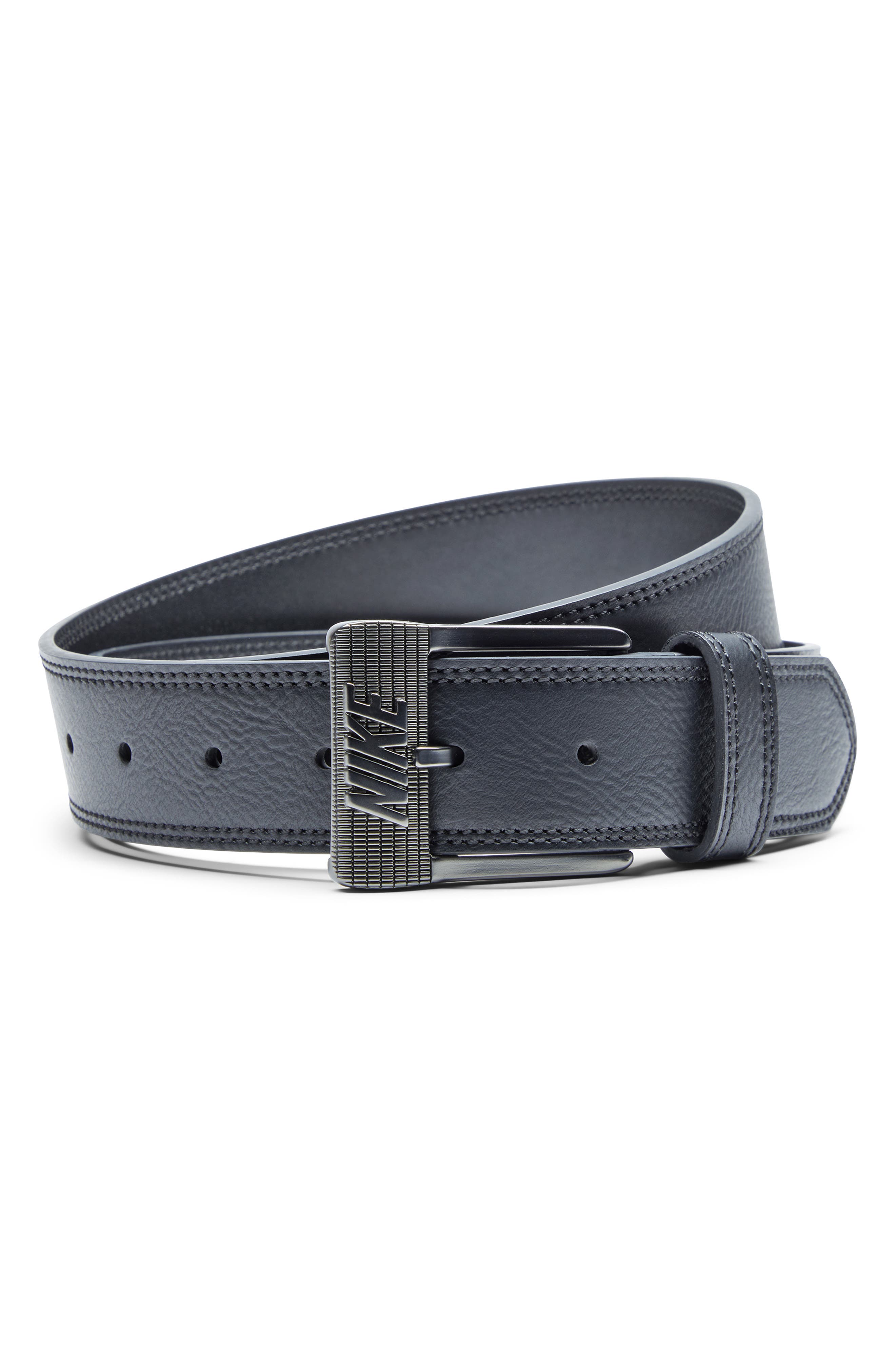 Nike Raised Logo Buckle Faux Leather Belt
