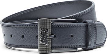 Raised Logo Buckle Faux Leather Belt