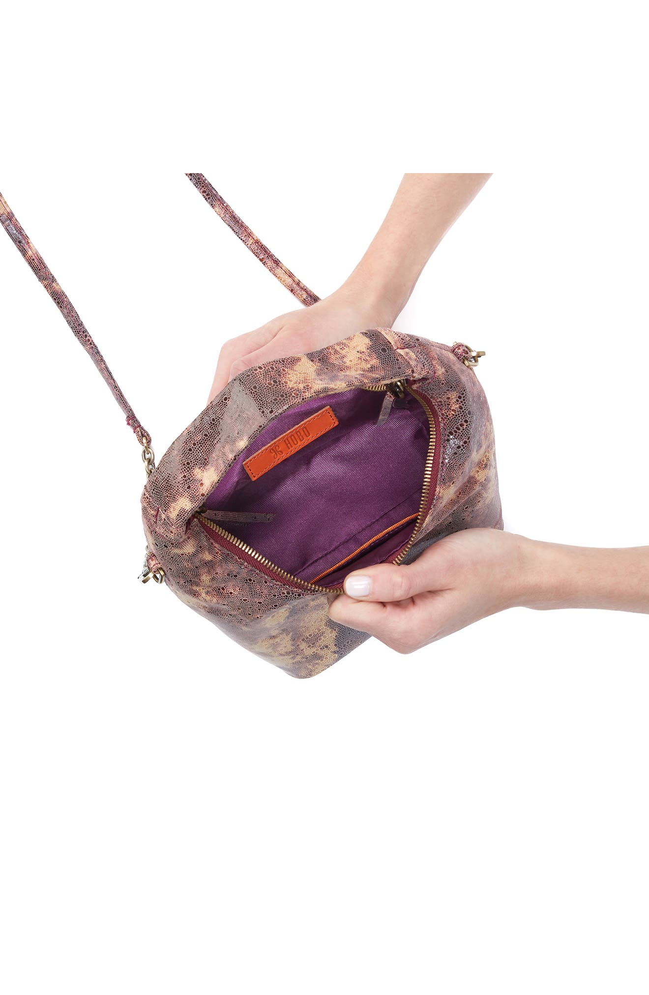 HOBO Small Astrid Embossed Leather Crossbody Bag, Alternate, color, Autumn Sky