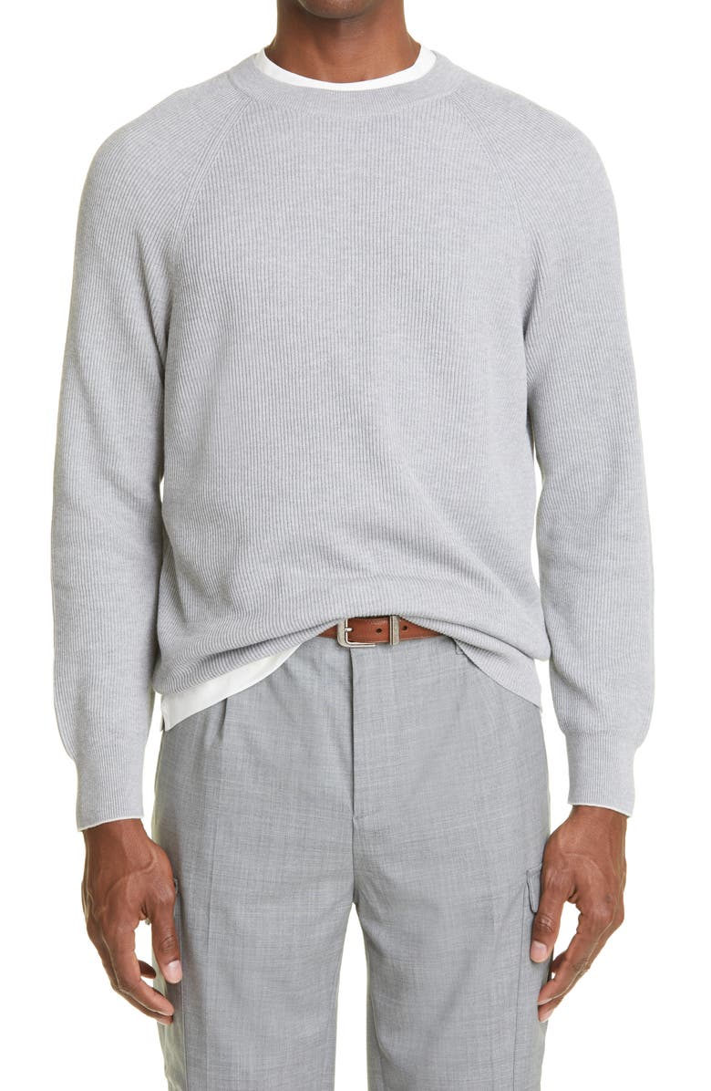 Brunello Cucinelli Men's English Rib Knit Crewneck Sweater, Main, color,