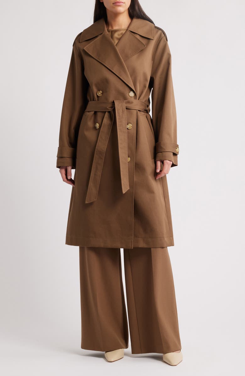 BOSS Carix Double Breasted Cotton Trench Coat, Main, color,