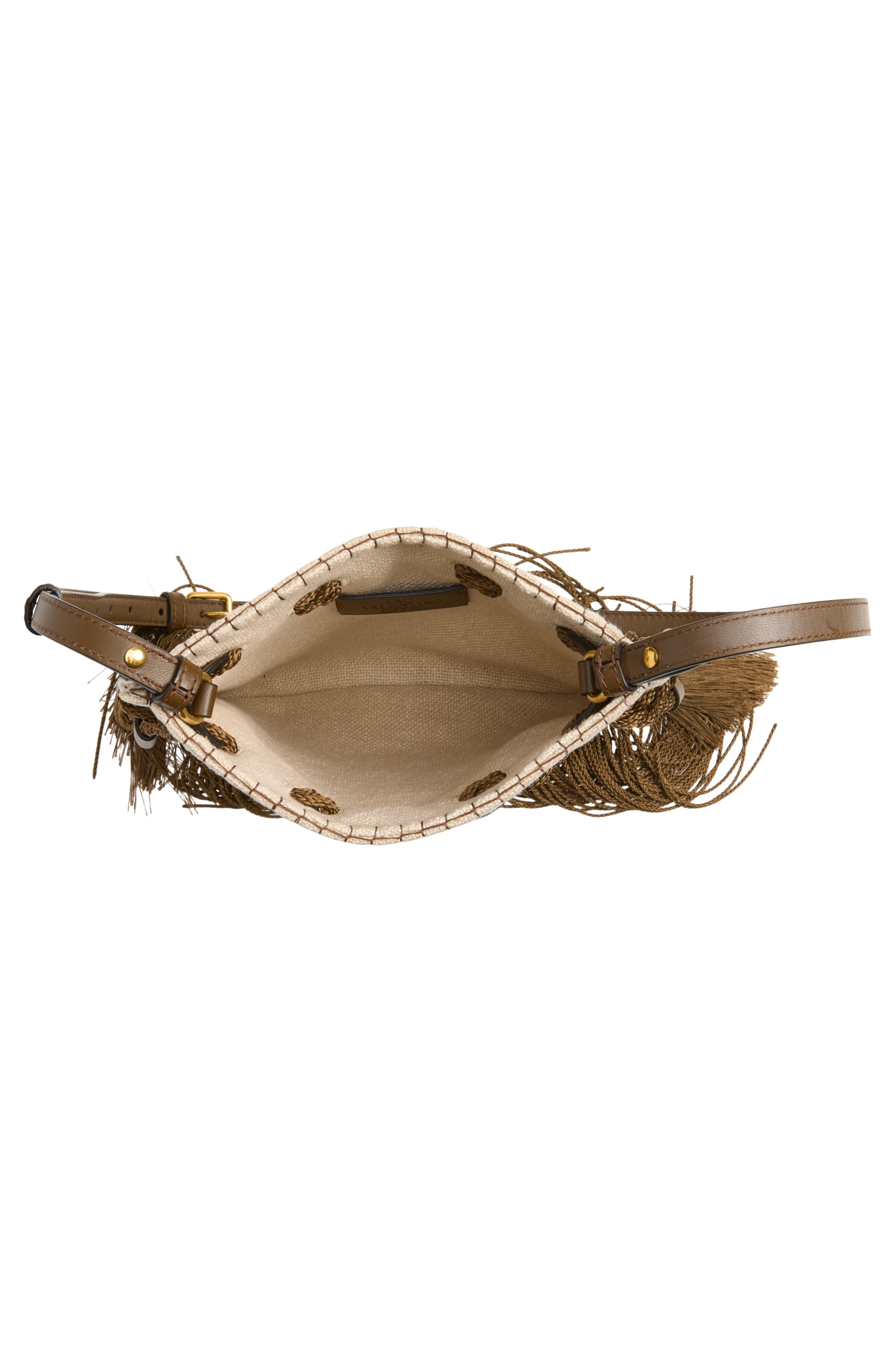 Small Nellcôte Fringe Embroidered Bag, Alternate, color, NATURAL