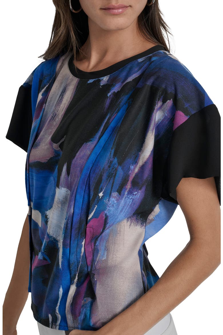 Chiffon Sleeve Knit Top, Alternate, color, BLUE BRUSH