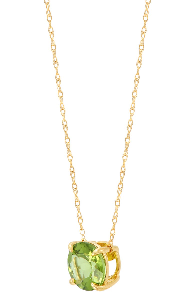 Frankie & Zoe 10K Yellow Gold Round Peridot Pendant Necklace, Alternate, color, Yellow Gold