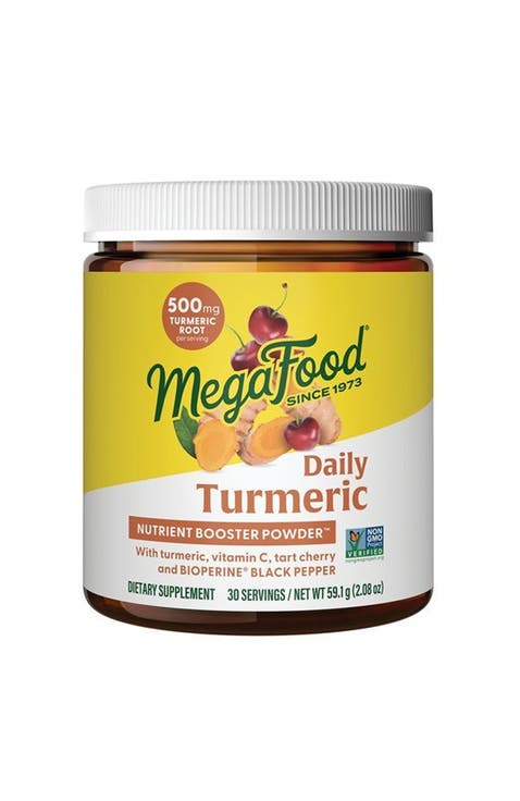 Daily Turmeric Nutrient Booster Powder with Black Pepper Extract, Vitamin C, Tart Cherry, Vegan, 2.08 Oz