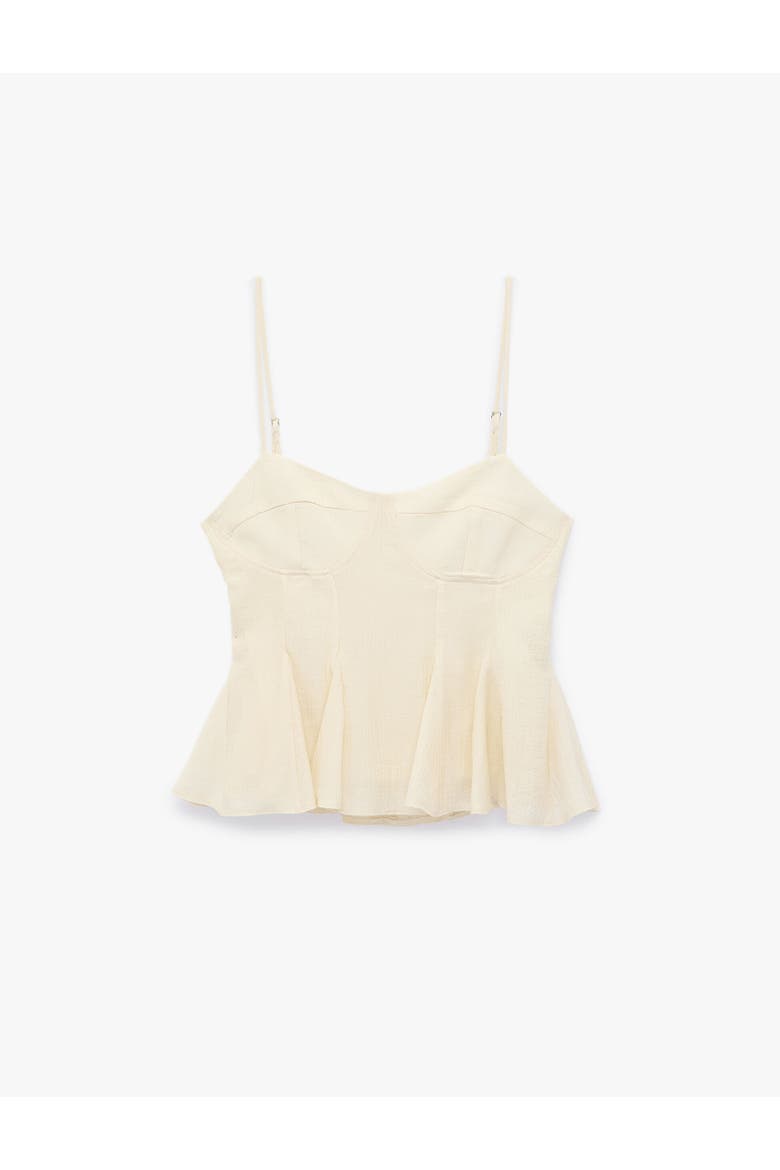 Structured Fitted Strappy Peplum Top, Alternate, color, BEIGE