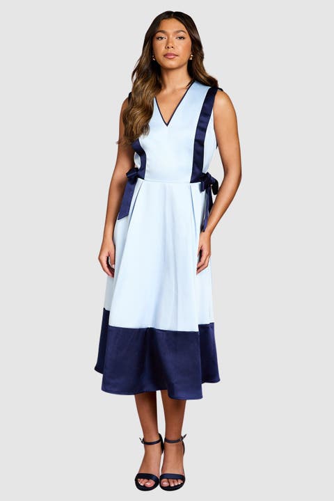 Bow Satin Midi Dress
