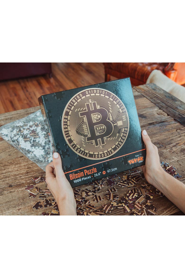 Bitcoin 1000-Piece Round Jigsaw Puzzle | Toynk Exclusive, Alternate, color, Brown