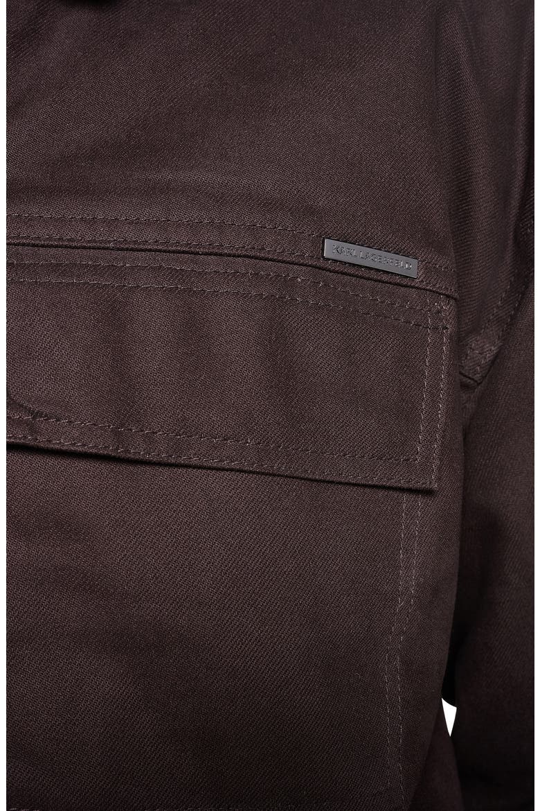 Waxed Cotton Jacket with Corduroy Collar, Alternate, color, BROWN