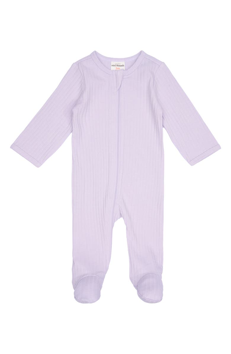 Petit Lem’s Mini Threads 2-Pack Assorted Zip Footies, Alternate, color, Light Purple Hearts