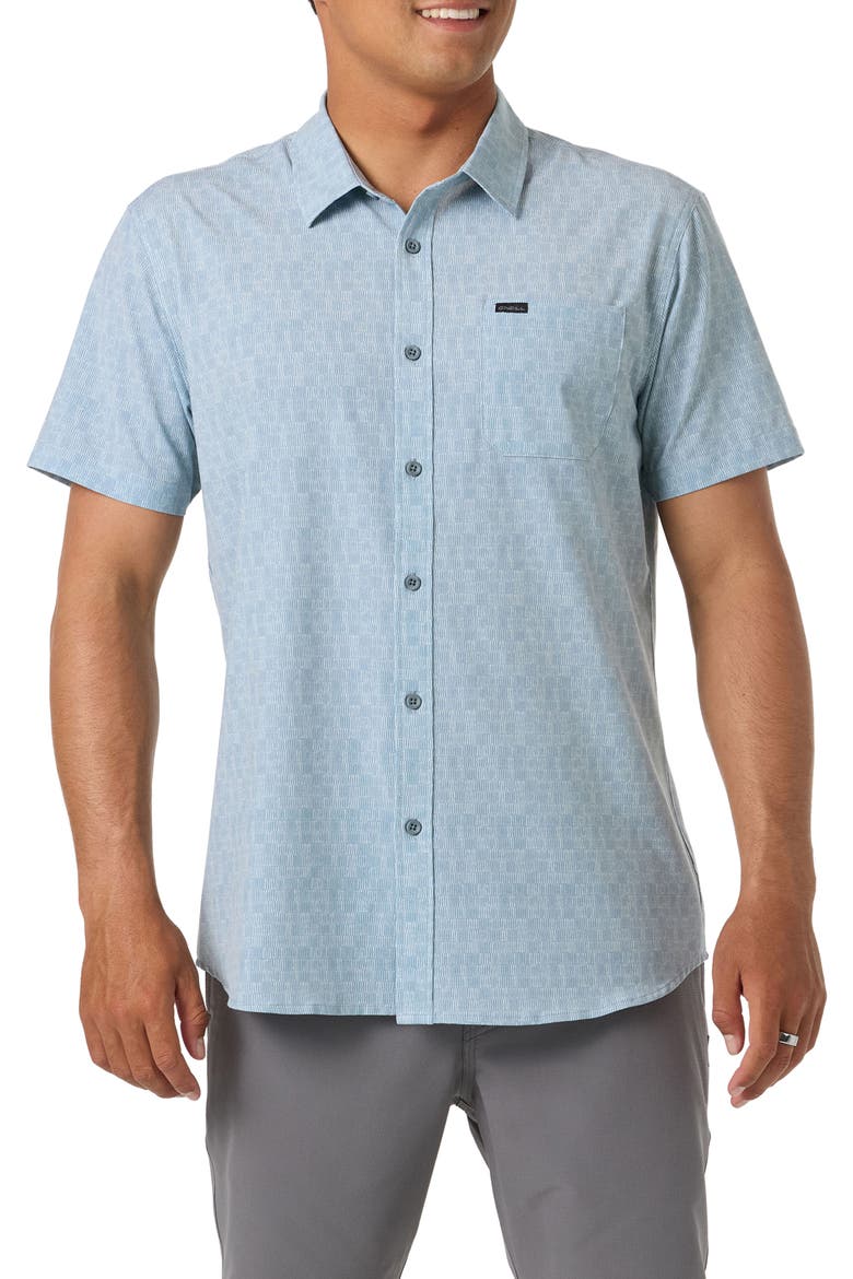 TRVLR Performance Short Sleeve Button-Up Shirt, Main, color, LEAD