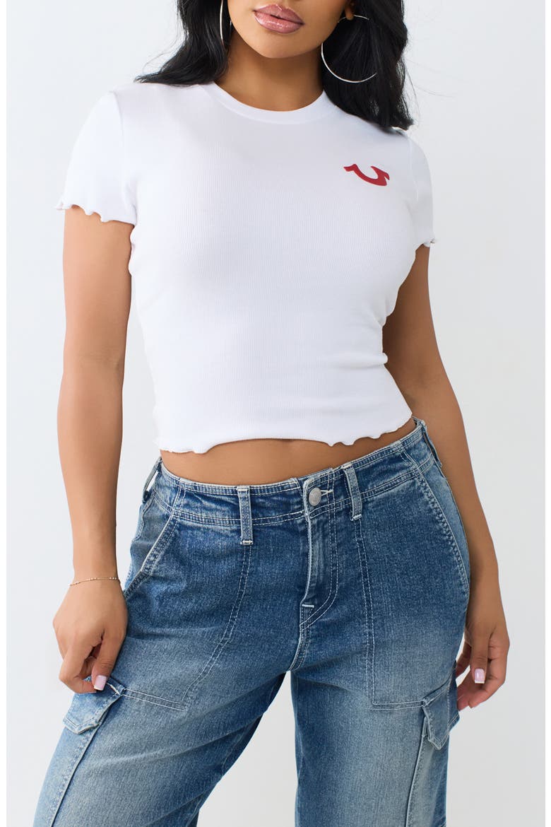 Wings Lettuce Edge Rib Baby Tee, Main, color, OPTIC WHITE