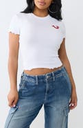 True Religion Wings Lettuce Edge Rib Baby Tee