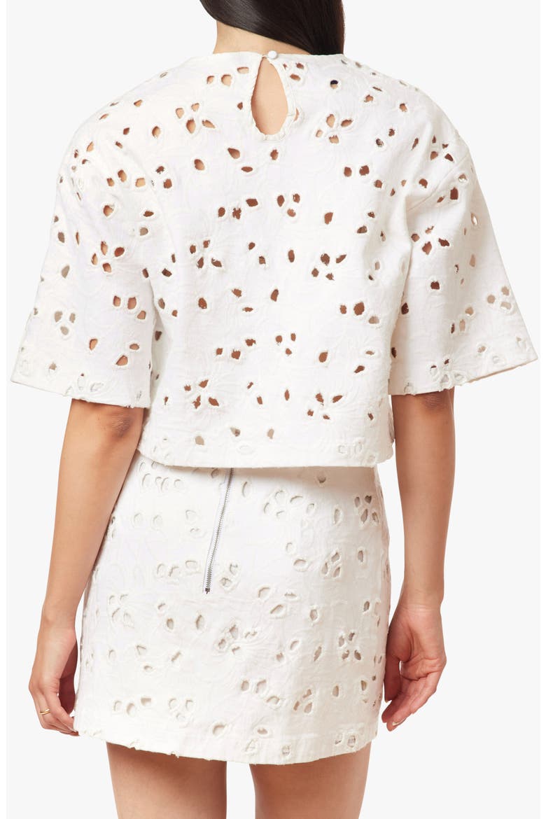 Embroidered Eyelet Crop Top, Alternate, color, WHITE