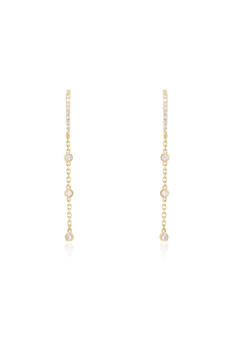 Diamond Station Chain Dangle Earrings, Alternate, color, Yellow Gold