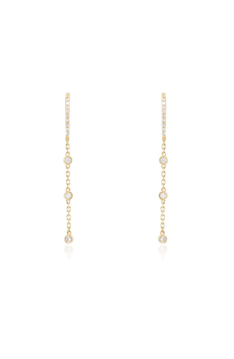 The Lovery Fine Jewelry Diamond Station Chain Dangle Earrings, Alternate, color, Yellow Gold