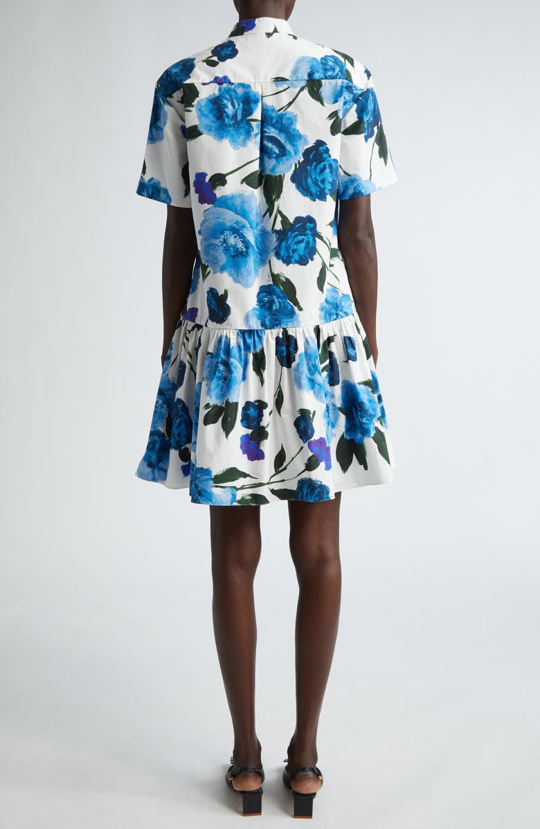 Erdem Brushed Floral Drop Waist Mini Shirtdress, Alternate, color, 